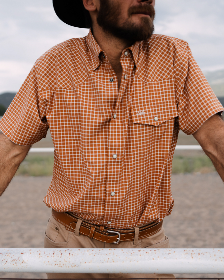 Western Field Shirt Short Sleeve - Burnt Orange Check
